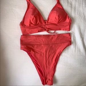 Aerie High Waisted High Cut Cheeky Bikini Set M